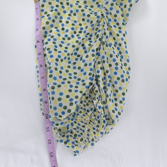 Gracia Silk Cotton Blend Gathered Waist Polkadot Light weight Blouse Small - Picture 6 of 11